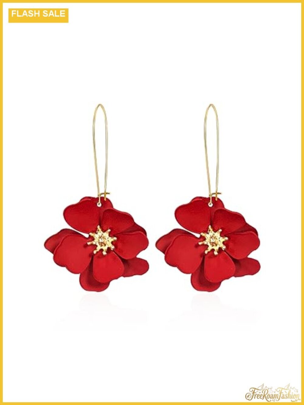 Bohemian Daisy Flower Matte Floral Long Petal Drop Dangle Earrings Layered